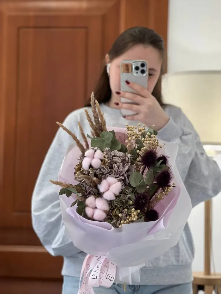 Букет из сухоцветов с хлопком