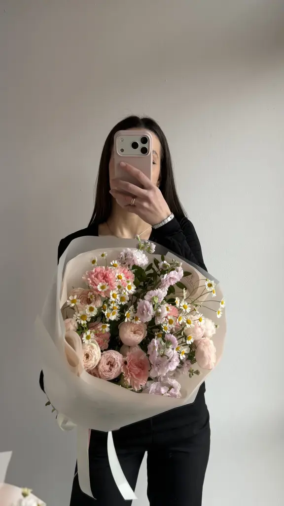 СОСТАВНОЙ БУКЕТ В РОЗОВОЙ ГАММЕ