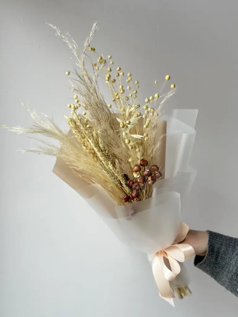 БУКЕТ ИЗ СУХОЦВЕТОВ С ЛЬНОМ